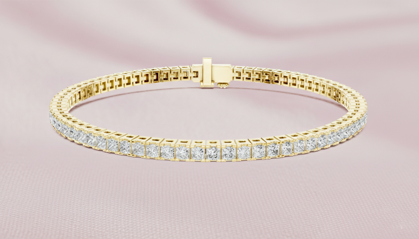 Classic 0.05-CT Princess-Cut Diamond Tennis Bracelet in 14-KT White Gold