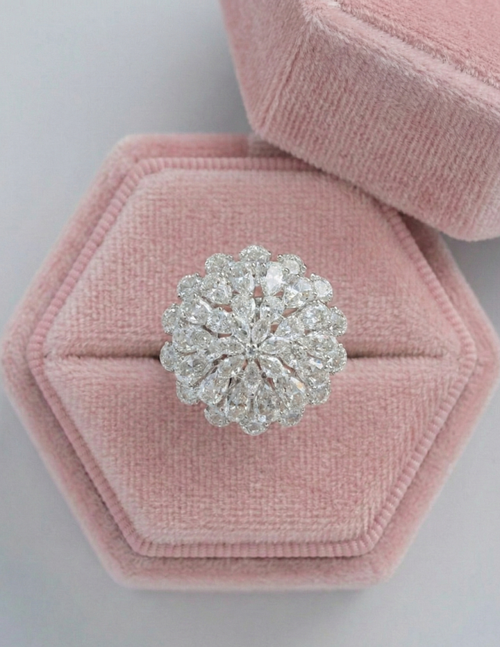 14KT White Gold Flower Wedding Ring