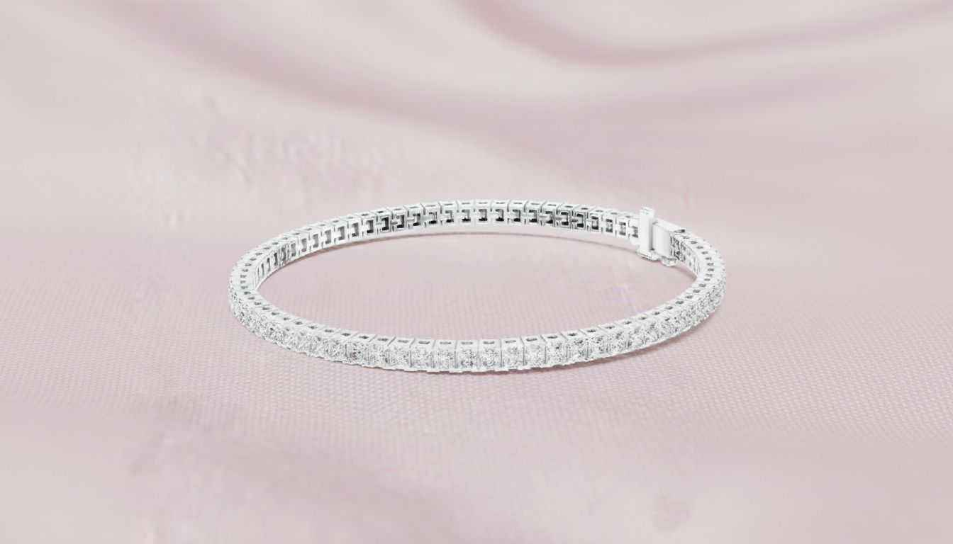Classic 0.05-CT Princess-Cut Diamond Tennis Bracelet in 14-KT White Gold