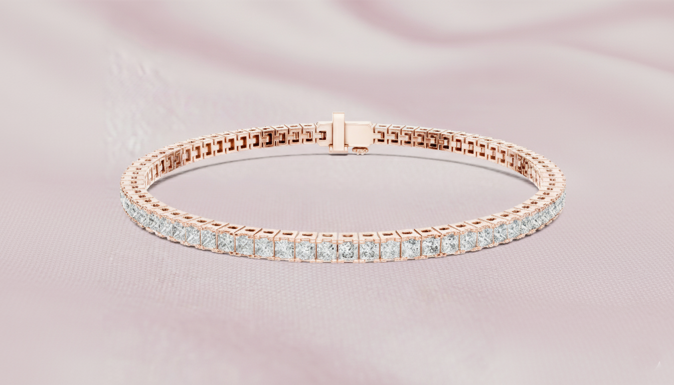 Classic 0.05-CT Princess-Cut Diamond Tennis Bracelet in 14-KT White Gold