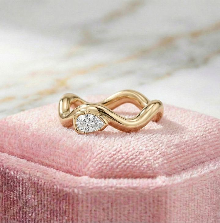 0.20 Ct. Pear Cut Lab Grown Diamond Pinky Ring