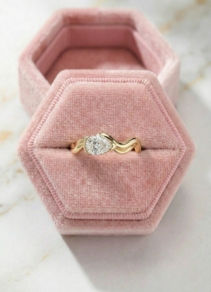 1.00 Carat Pear Cut Lab Grown Diamond Pinky Ring