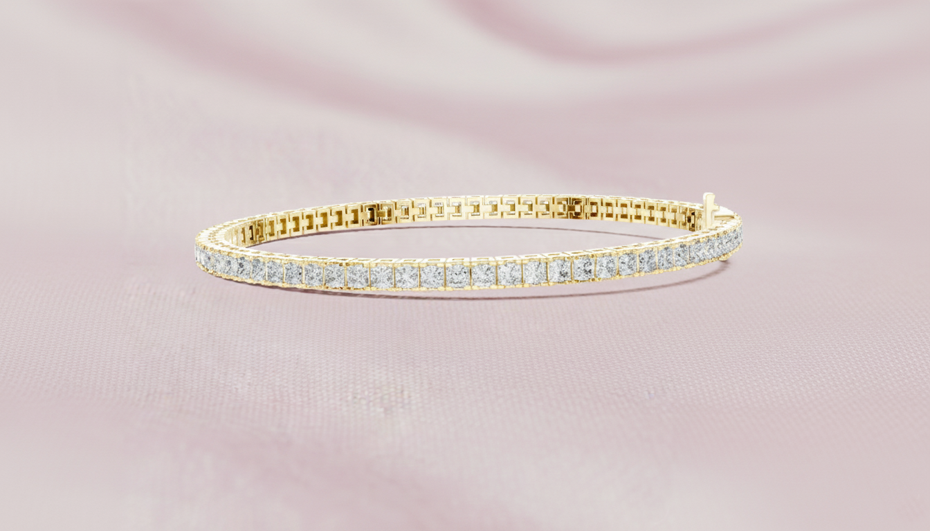 Classic 0.05-CT Princess-Cut Diamond Tennis Bracelet in 14-KT White Gold