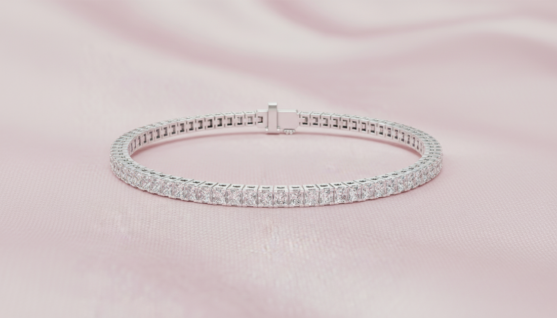 Classic 0.05-CT Princess-Cut Diamond Tennis Bracelet in 14-KT White Gold