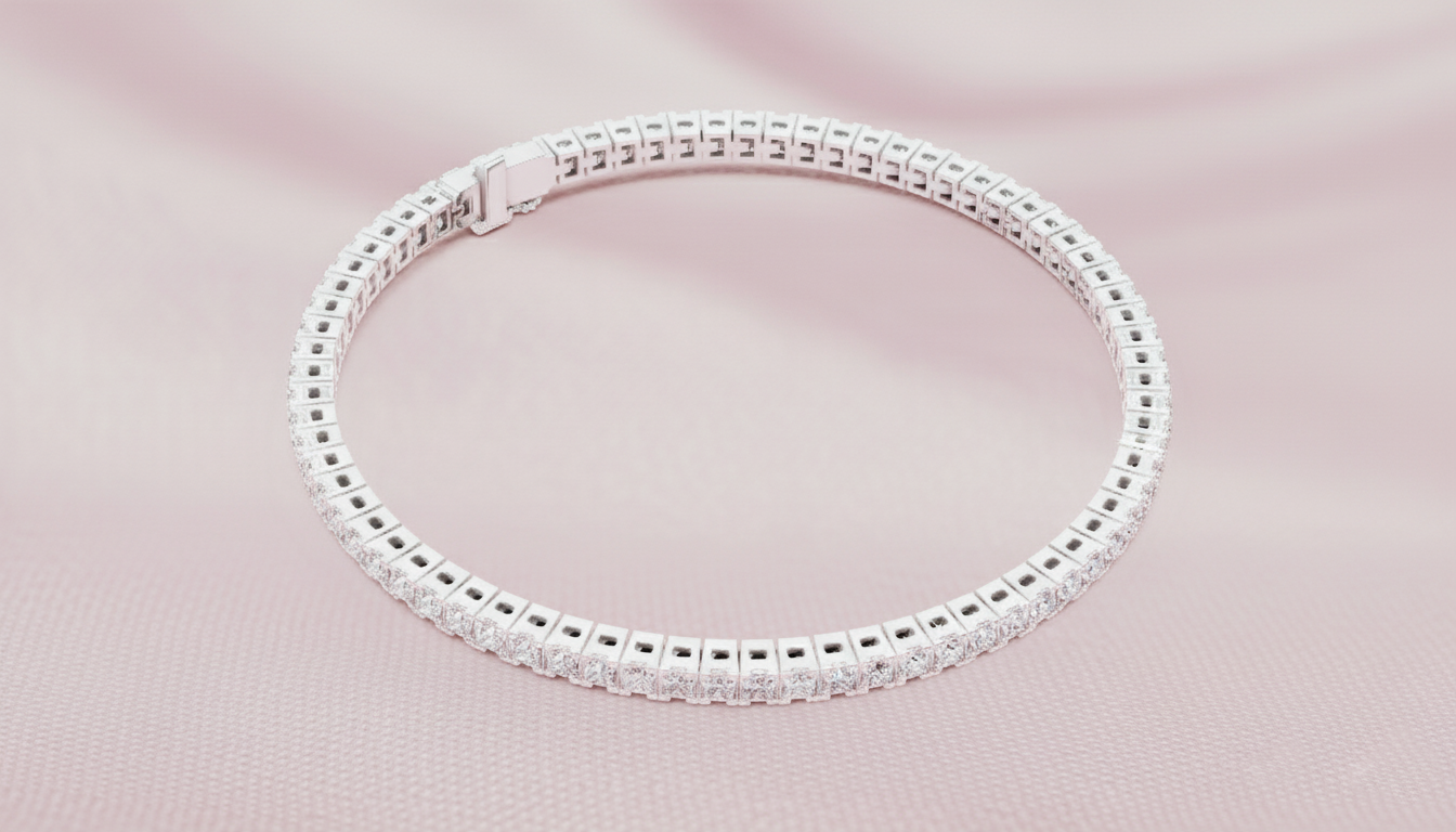Classic 0.05-CT Princess-Cut Diamond Tennis Bracelet in 14-KT White Gold
