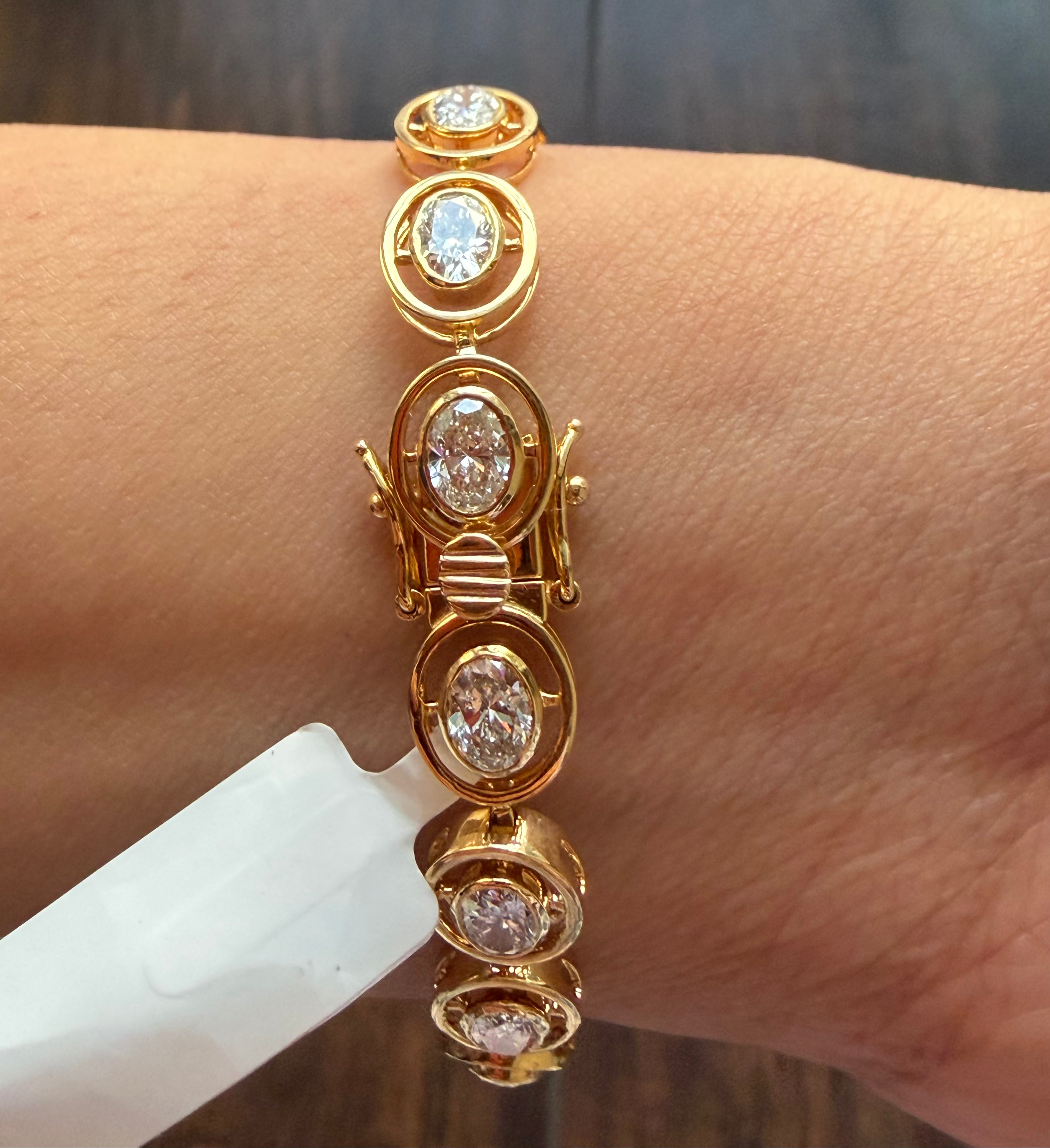 Gold bracelet with diamond accents on a wrist