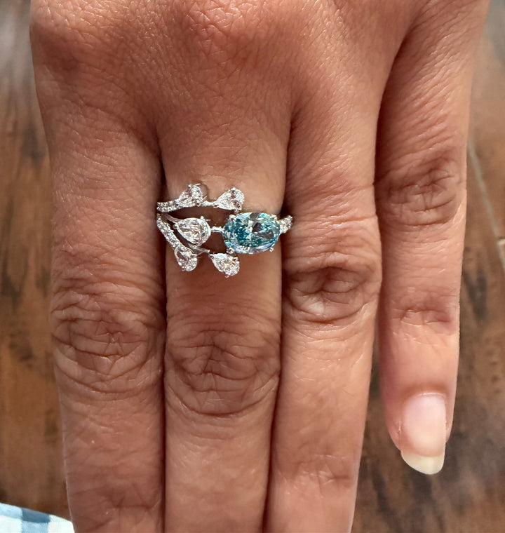 White Gold Pear & Oval Shape Lab Diamond Ring