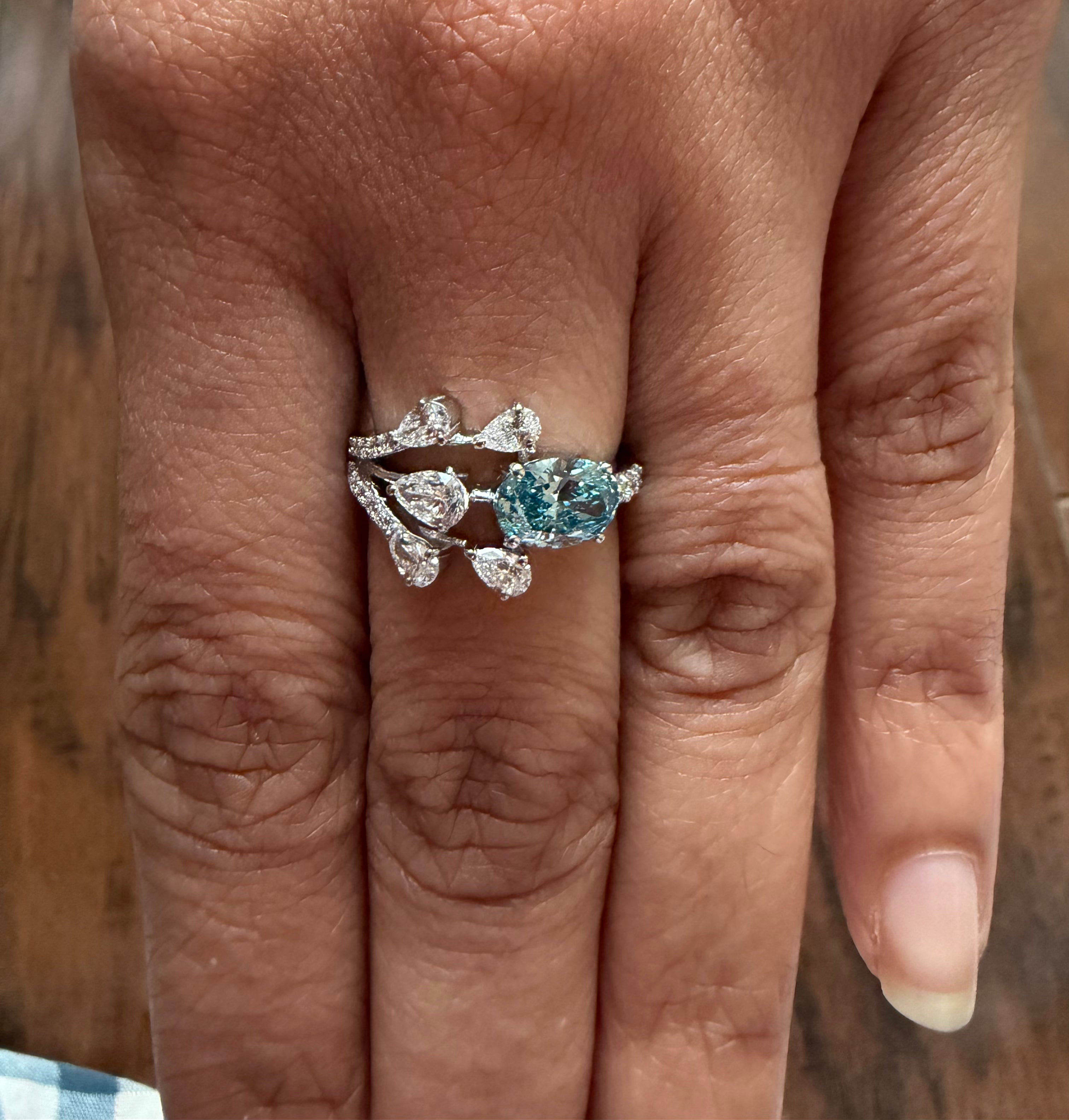 White Gold Pear & Oval Shape Lab Diamond Ring