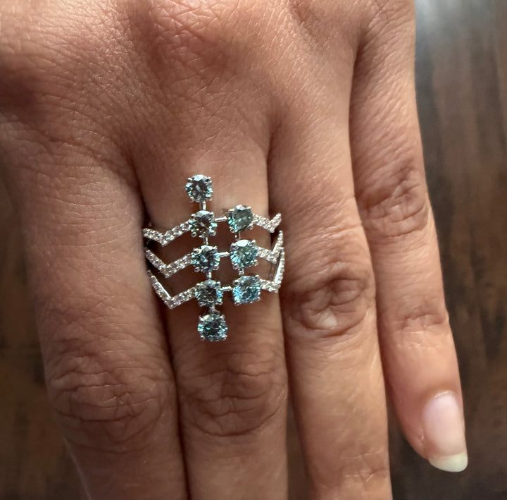 Blue Stone Fancy Lab Diamond Ring