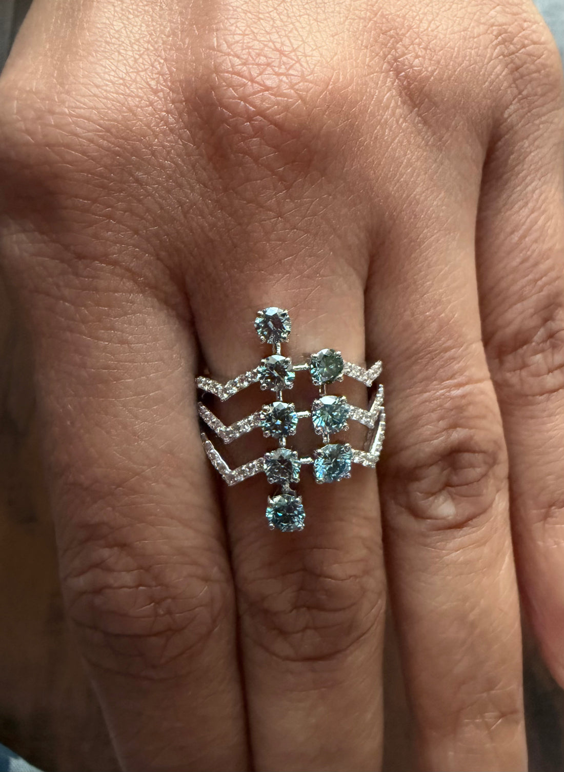 Blue Stone Fancy Lab Diamond Ring