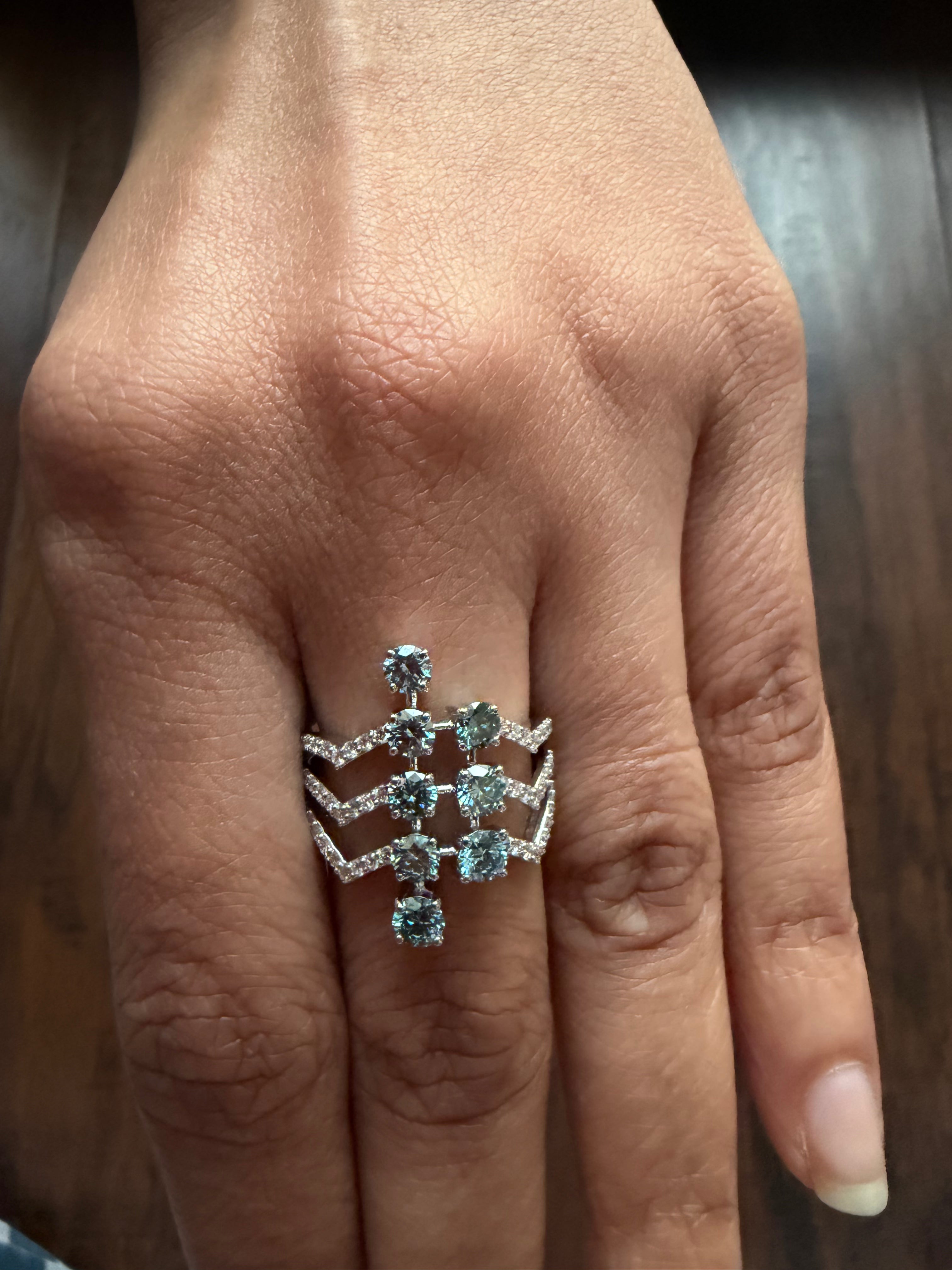 Blue Stone Fancy Lab Diamond Ring