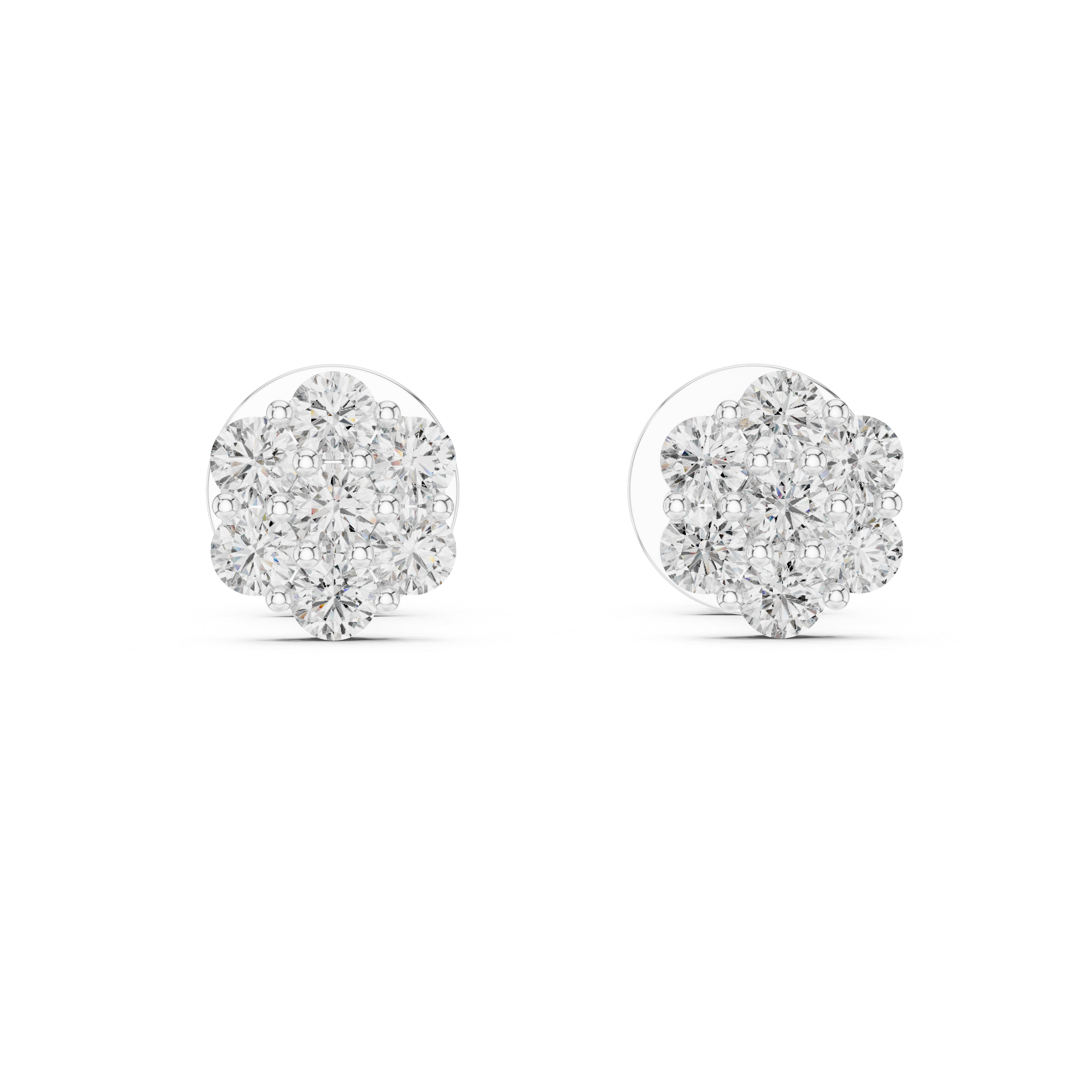 Pair of diamond stud earrings on a white background