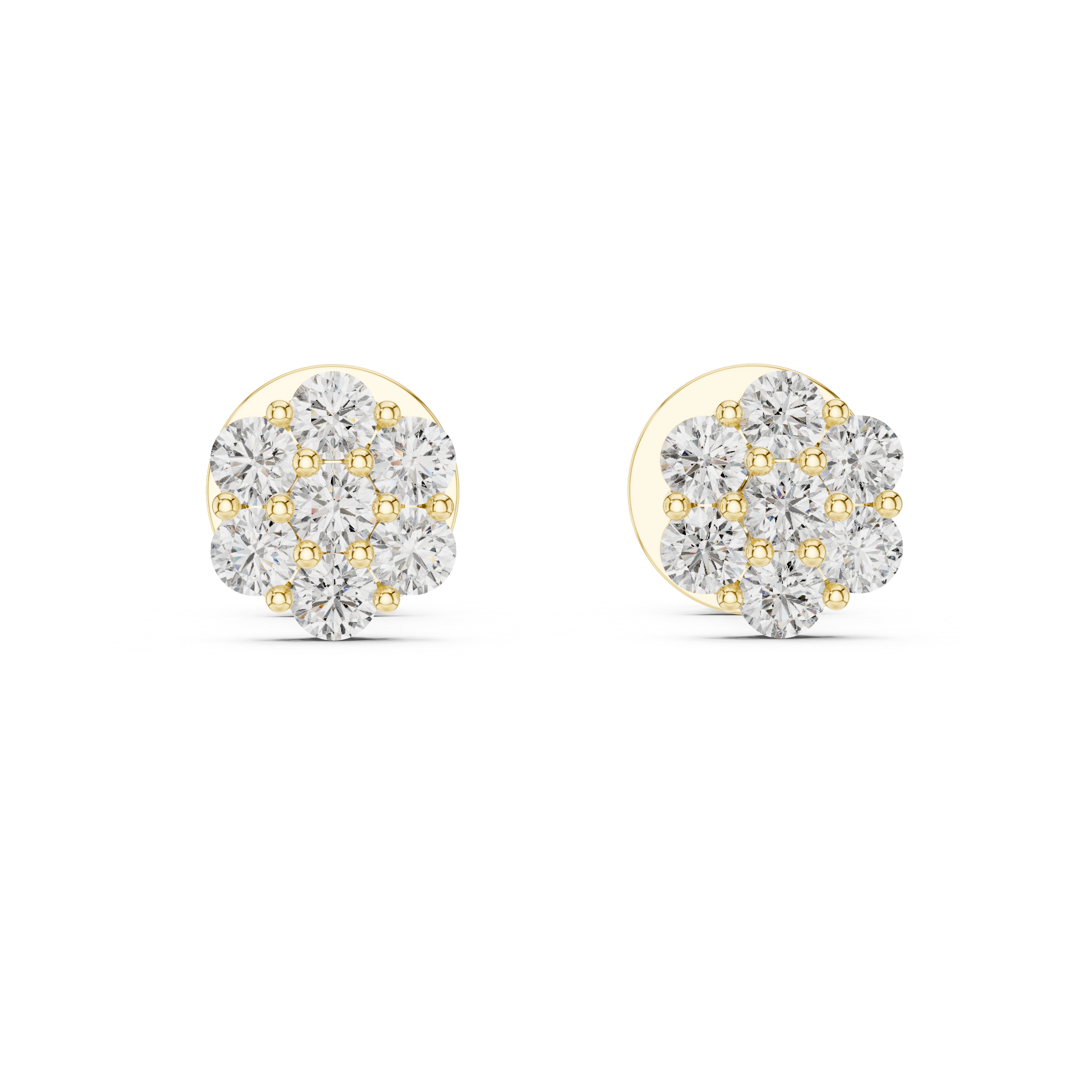 Pair of diamond stud earrings on a white background