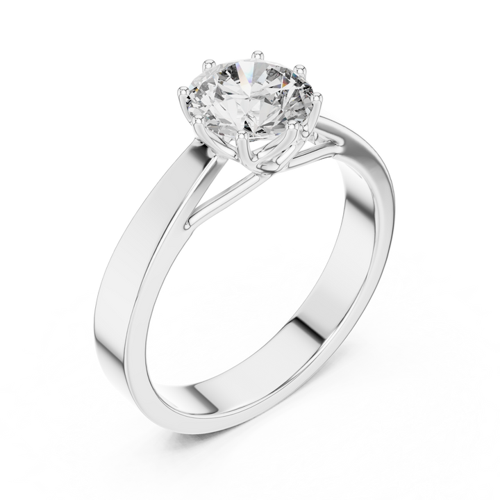 Sleek and Stylish 1-CT Round Diamond Ring In 14-KT White Gold Solitaire Ring