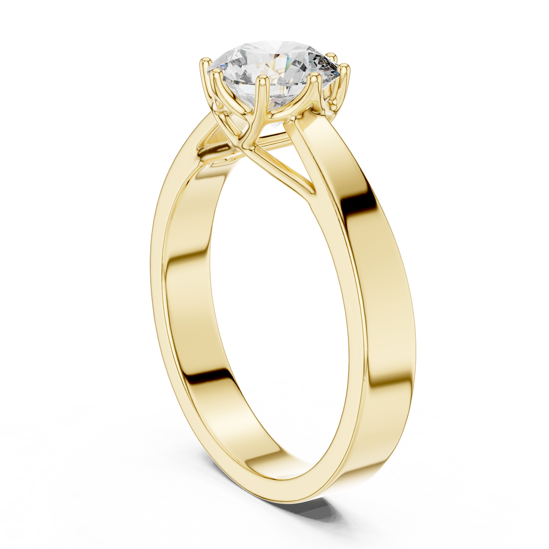 Timeless Solitaire Engagement Ring – Six-Prong 1-CT Round Diamond in White, Yellow, Rose Gold