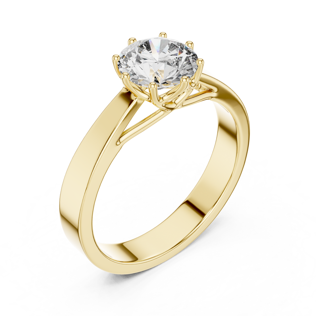Timeless Solitaire Engagement Ring – Six-Prong 1-CT Round Diamond in White, Yellow, Rose Gold