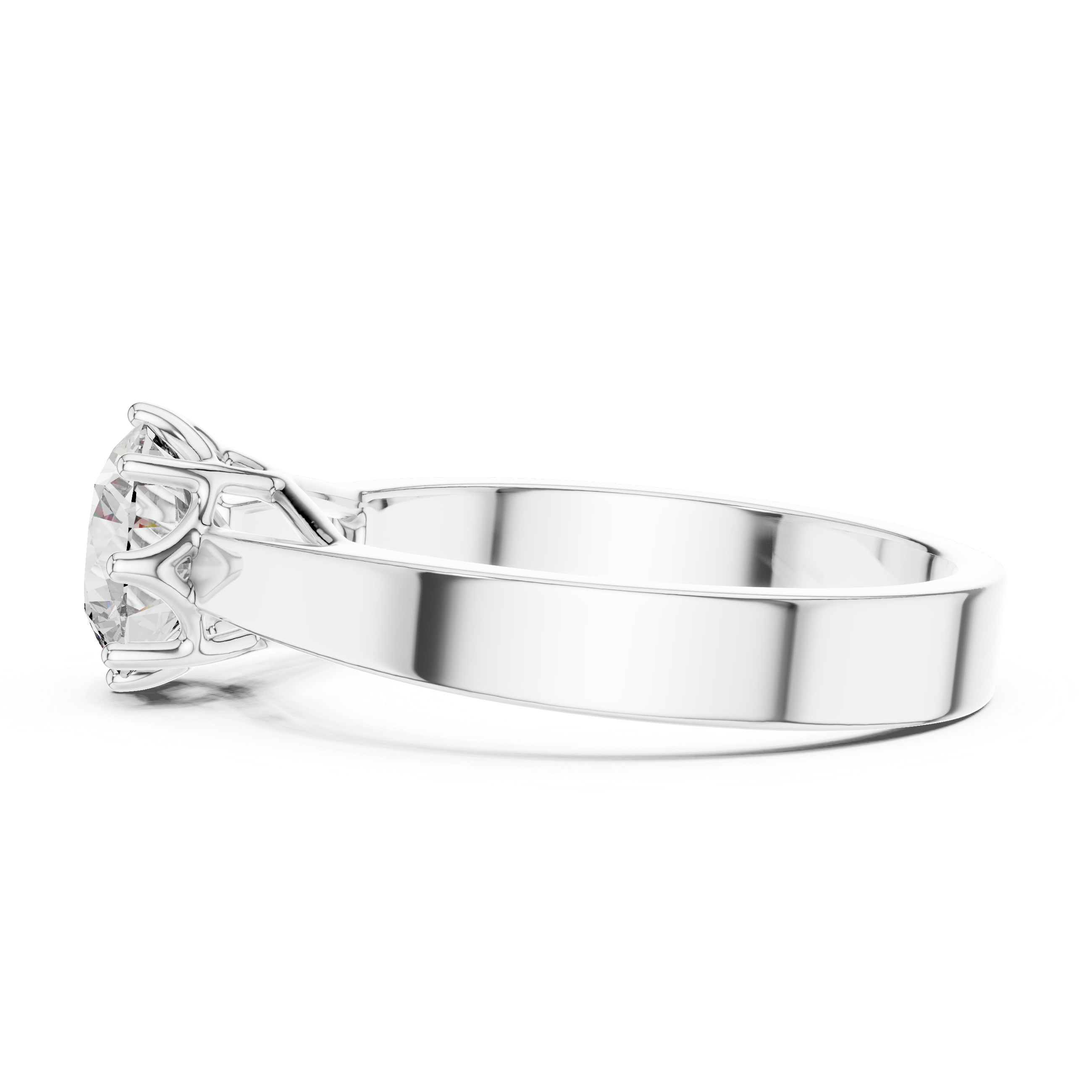 Silver ring with a diamond on a white background