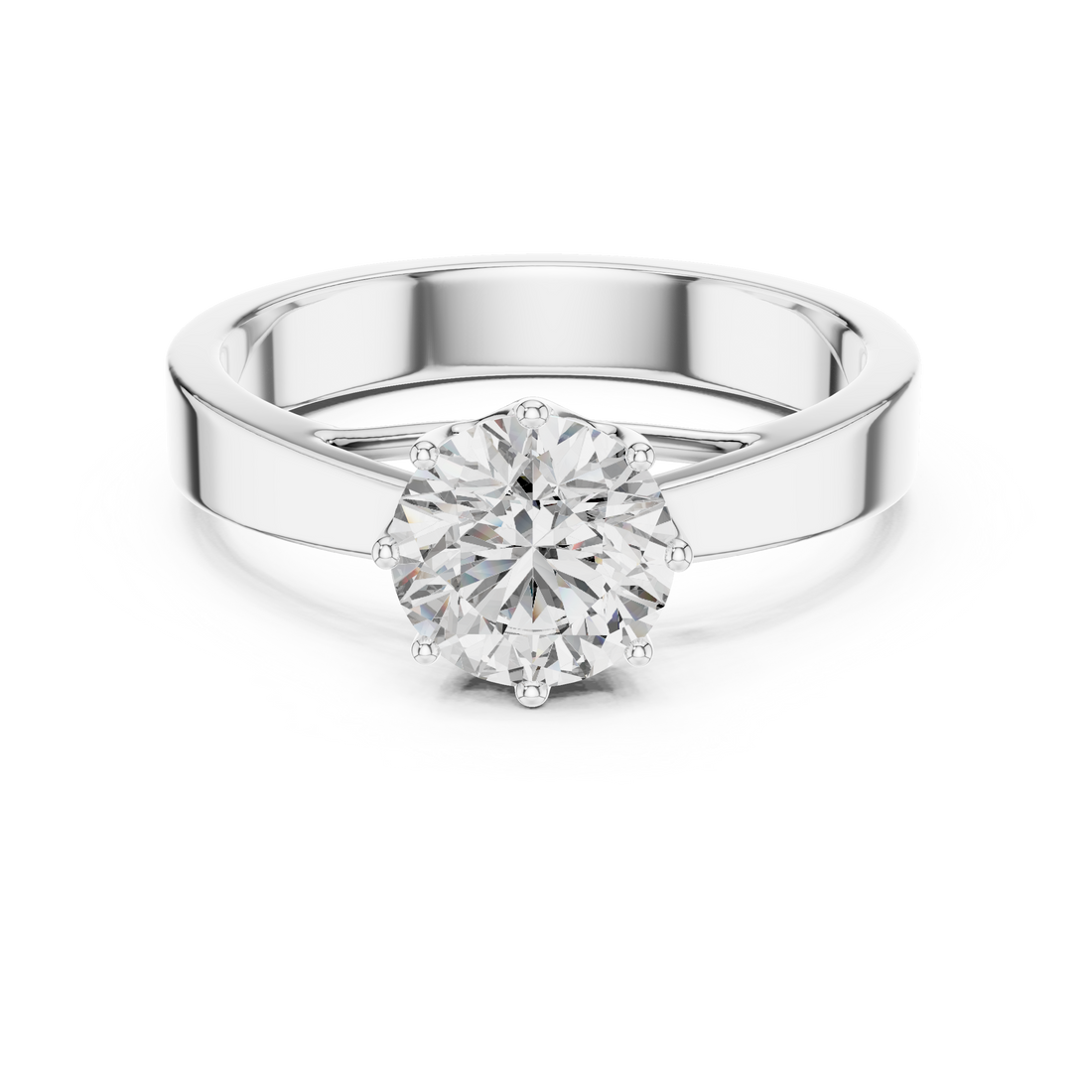 Timeless Solitaire Engagement Ring – Six-Prong 1-CT Round Diamond in White, Yellow, Rose Gold