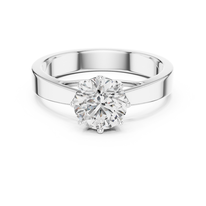 Sleek and Stylish 1-CT Round Diamond Ring In 14-KT White Gold Solitaire Ring