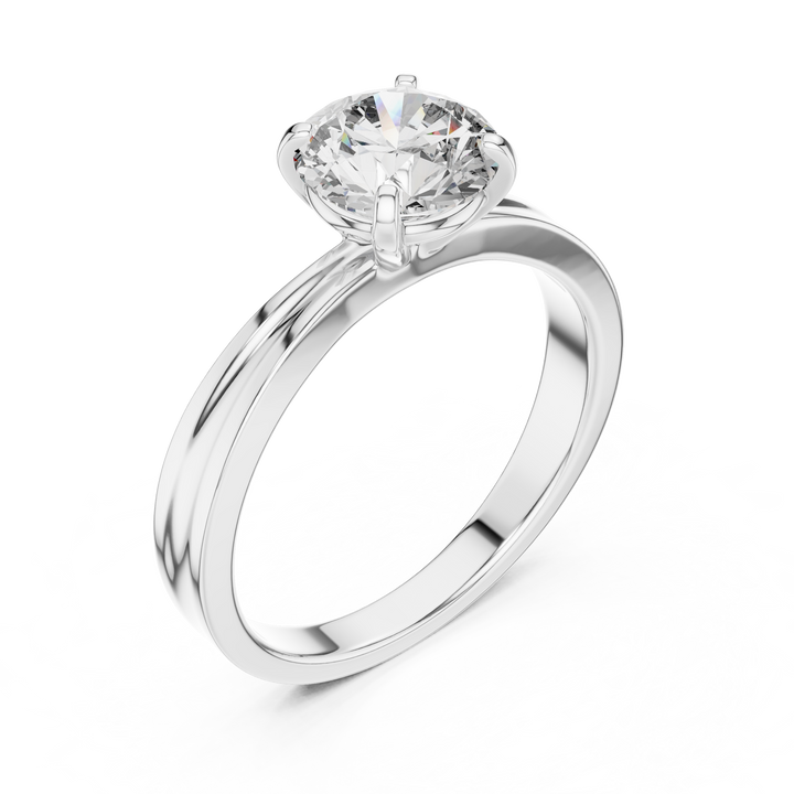 Brilliant Round-Cut 1-Ct Round Diamond Ring in 14-KT White Gold