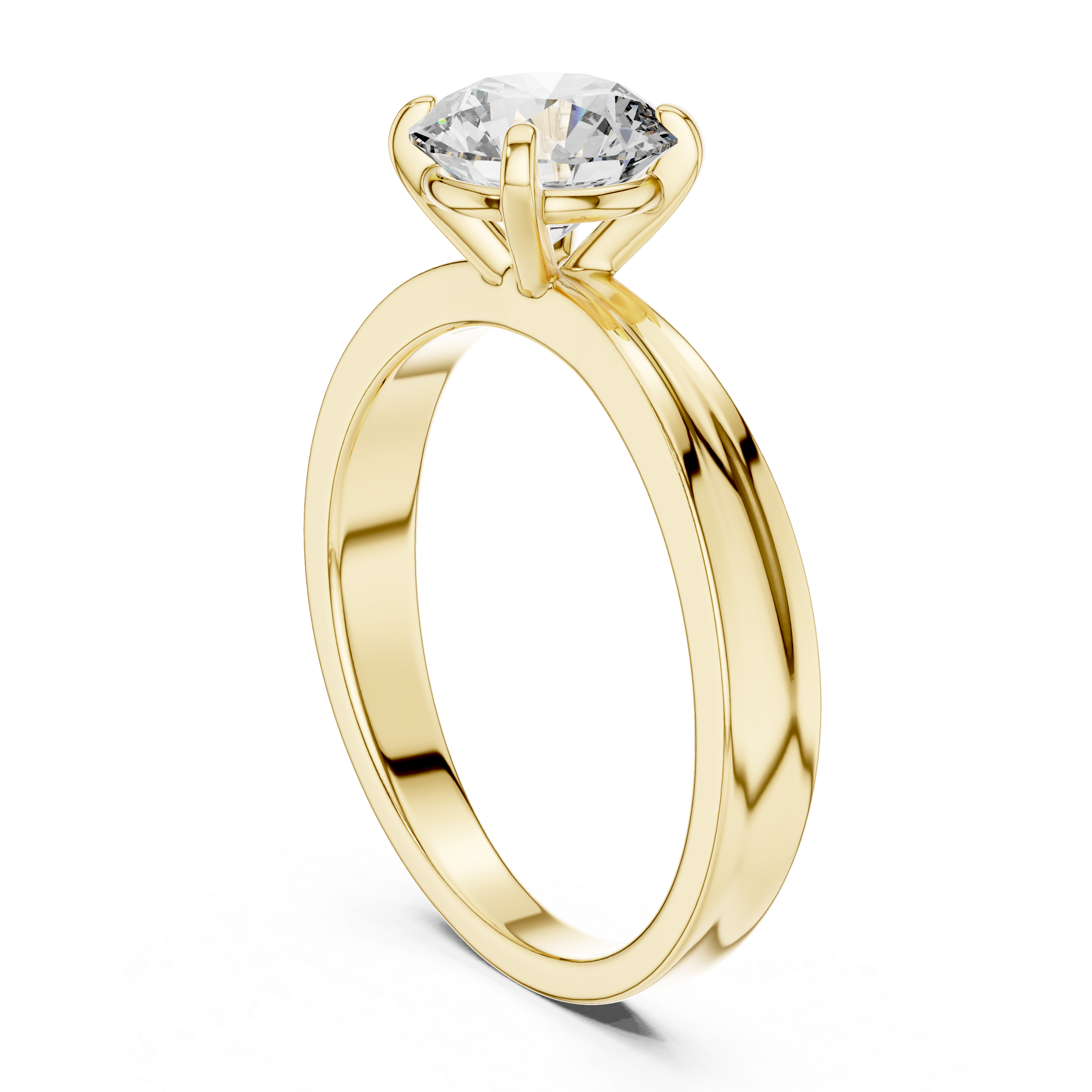 Gold ring with a diamond on a white background