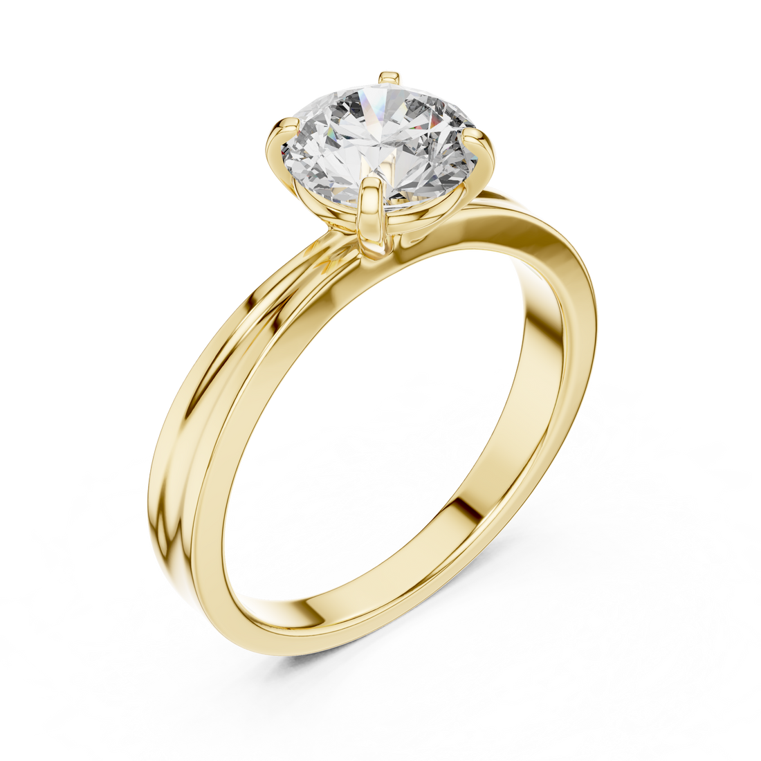 Brilliant Round-Cut 1-Ct Round Diamond Ring in 14-KT White Gold
