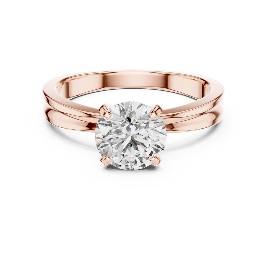 Brilliant Round-Cut 1-Ct Round Diamond Ring in 14-KT White Gold