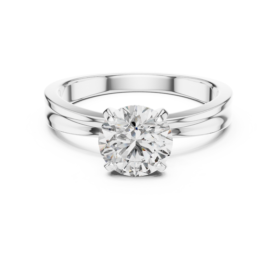 Brilliant Round-Cut 1-Ct Round Diamond Ring in 14-KT White Gold