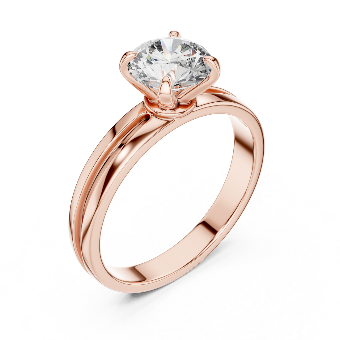 Minimalist Solitaire 1-Ct  Round Diamond Ring in 14-KT White Gold