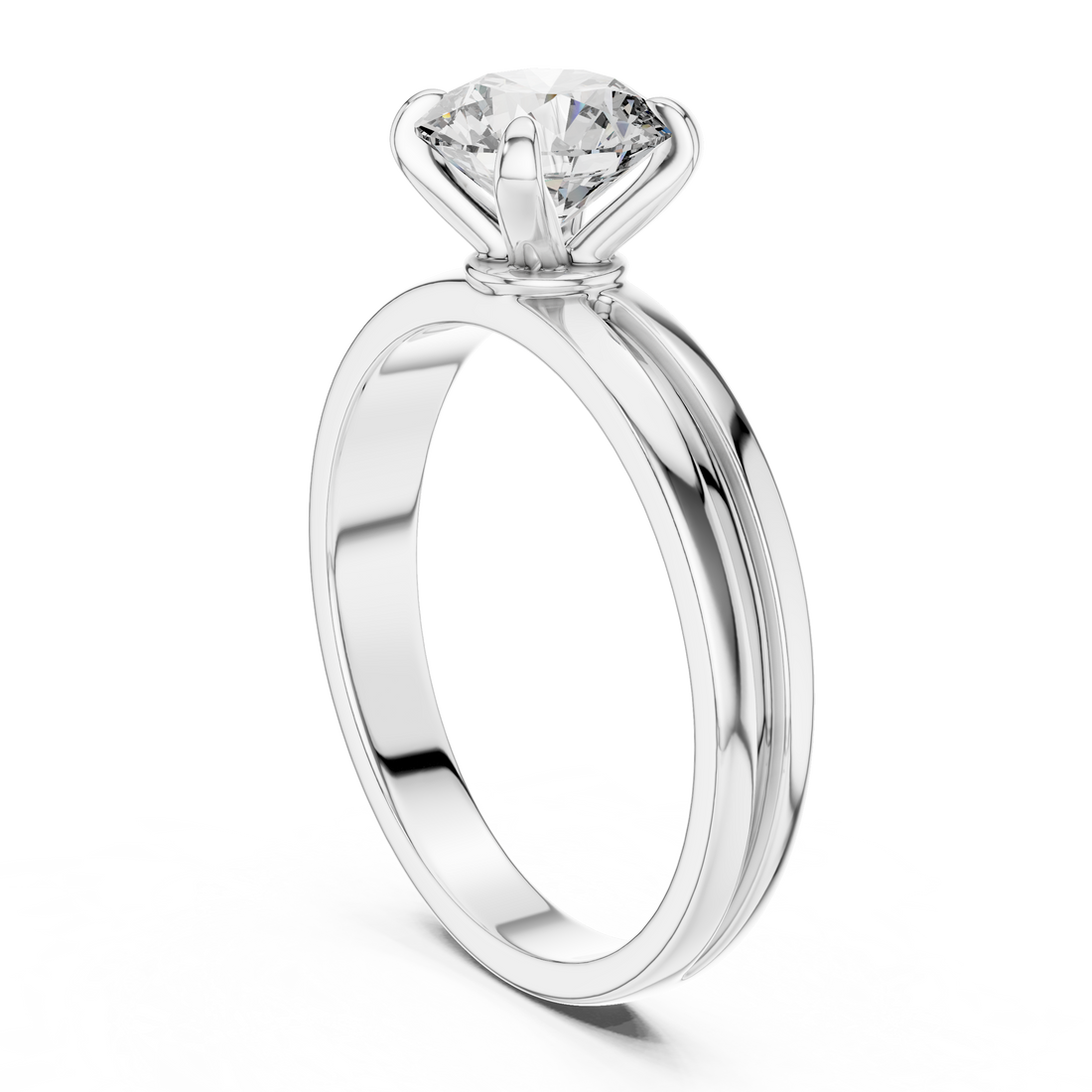 Minimalist Solitaire 1-Ct  Round Diamond Ring in 14-KT White Gold