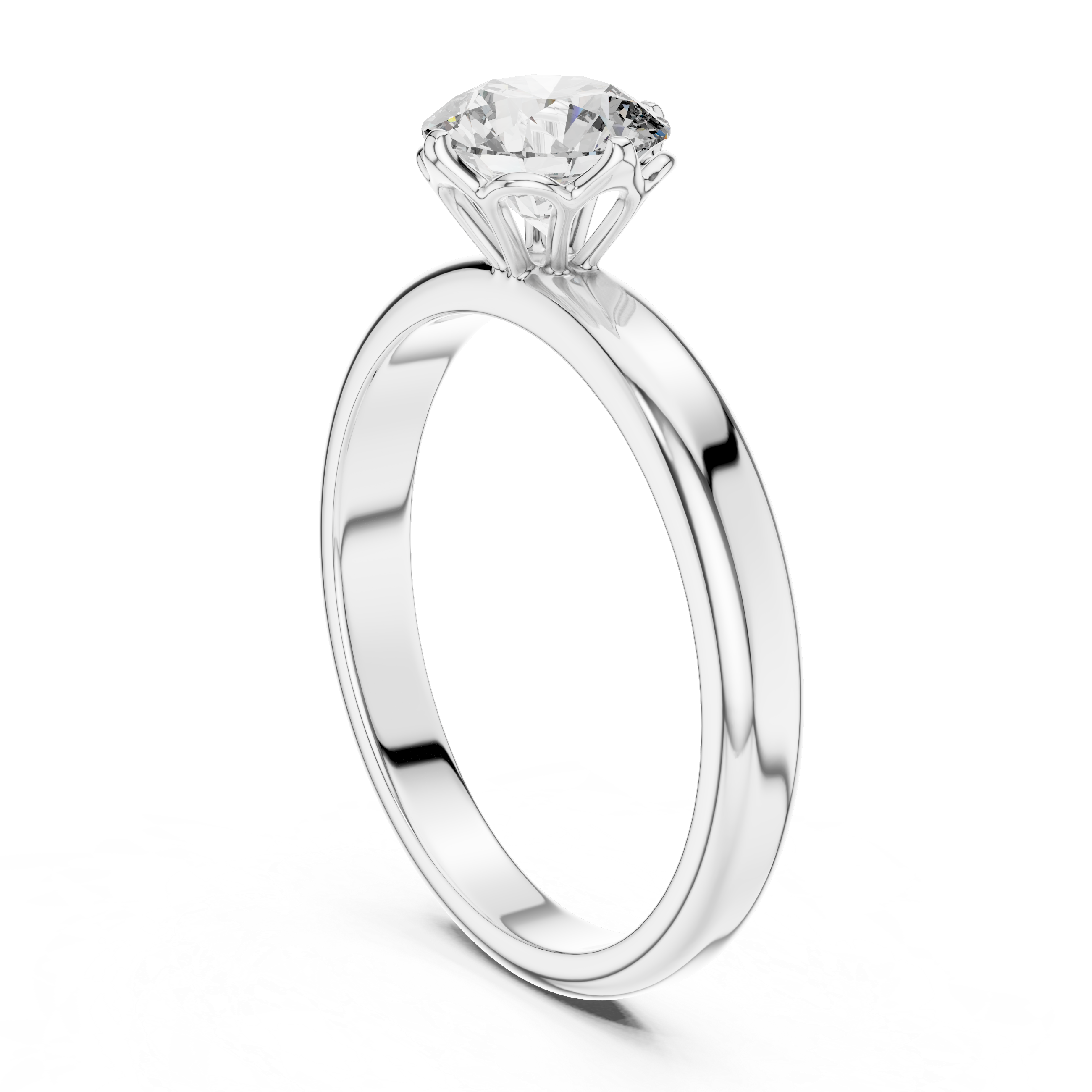 Elegant Engagement Ring with Brilliant 1-CT Diamond Center in 14-KT White Gold