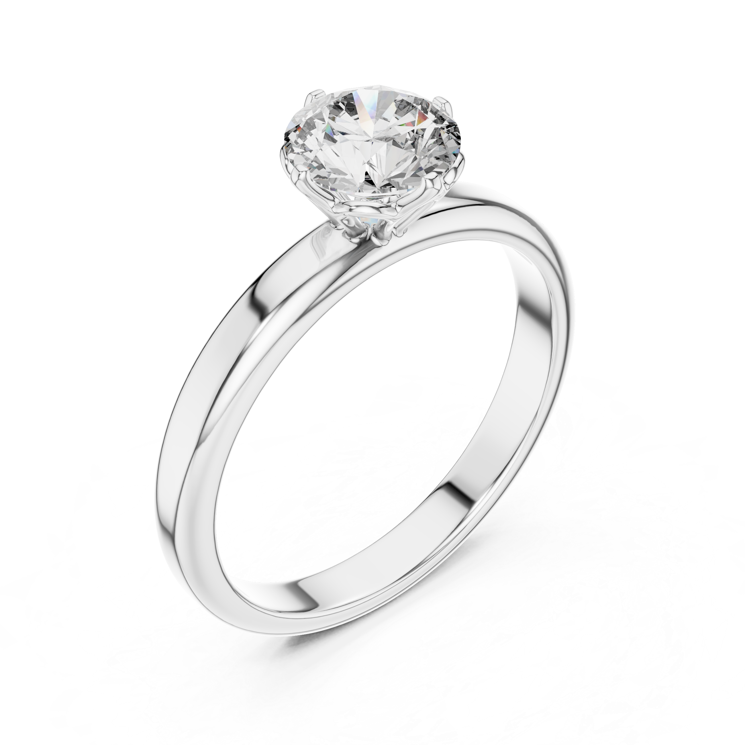 Elegant Engagement Ring with Brilliant 1-CT Diamond Center in 14-KT White Gold