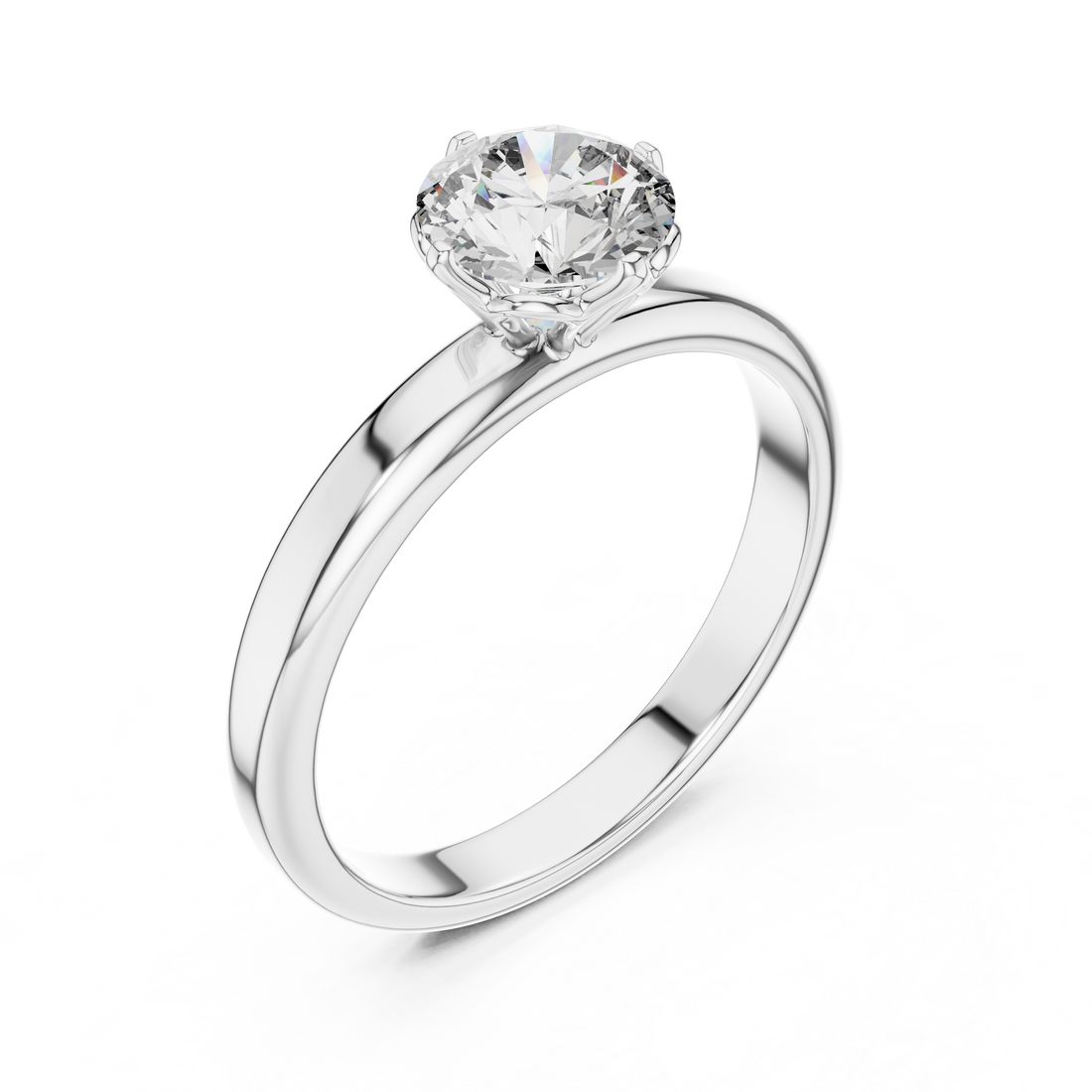 Elegant Engagement Ring with Brilliant 1-CT Diamond Center in 14-KT White Gold