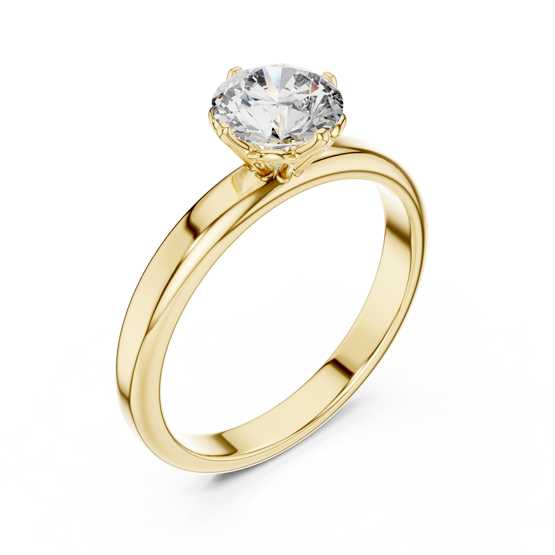 Elegant Engagement Ring with Brilliant 1-CT Diamond Center in 14-KT White Gold
