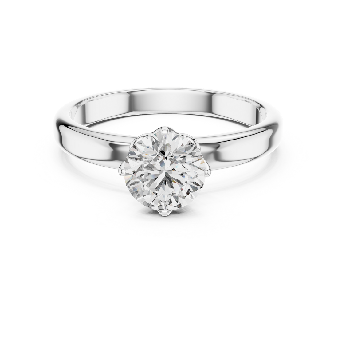 Elegant Engagement Ring with Brilliant 1-CT Diamond Center in 14-KT White Gold