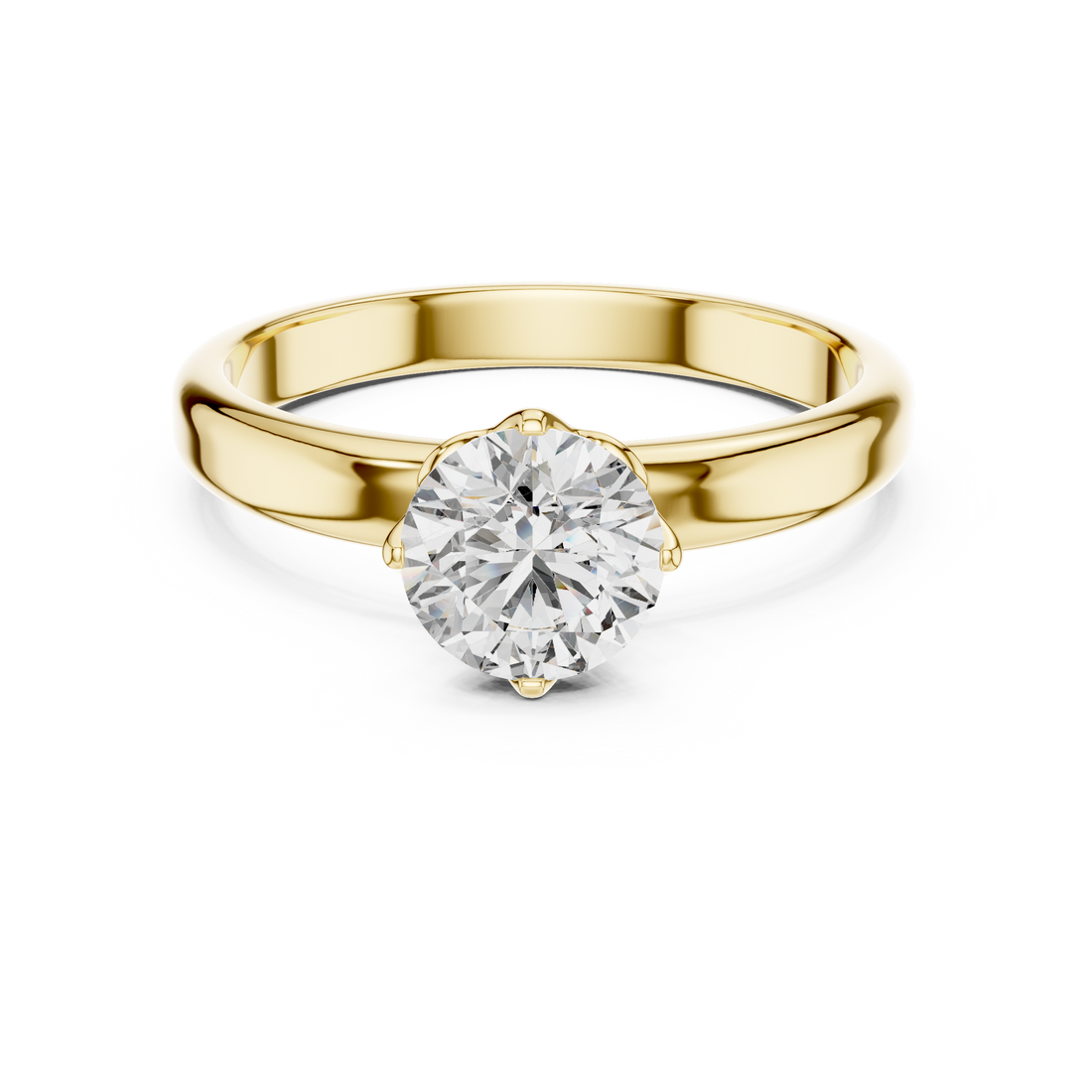 Elegant Engagement Ring with Brilliant 1-CT Diamond Center in 14-KT White Gold