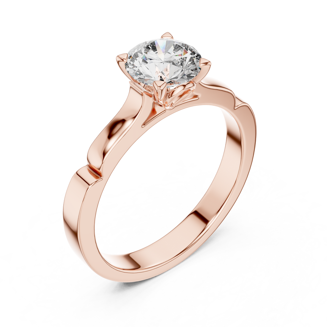 Sculpted Solitaire 1-Ct Round Diamond Ring in 14kt-White Gold