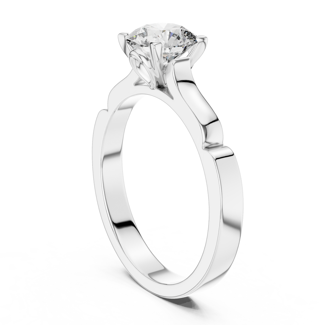 Sculpted Solitaire 1-Ct Round Diamond Ring in 14kt-White Gold