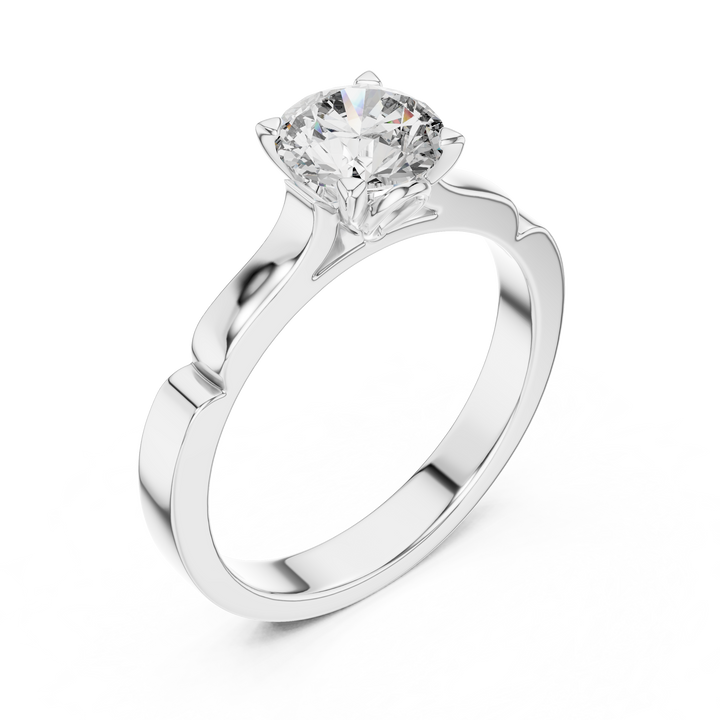 Sculpted Solitaire 1-Ct Round Diamond Ring in 14kt-White Gold