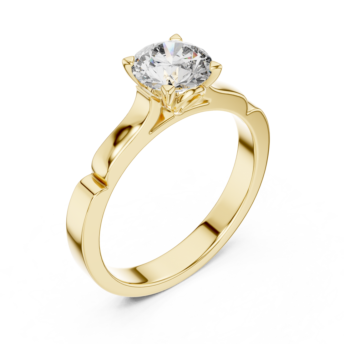 Sculpted Solitaire 1-Ct Round Diamond Ring in 14kt-White Gold