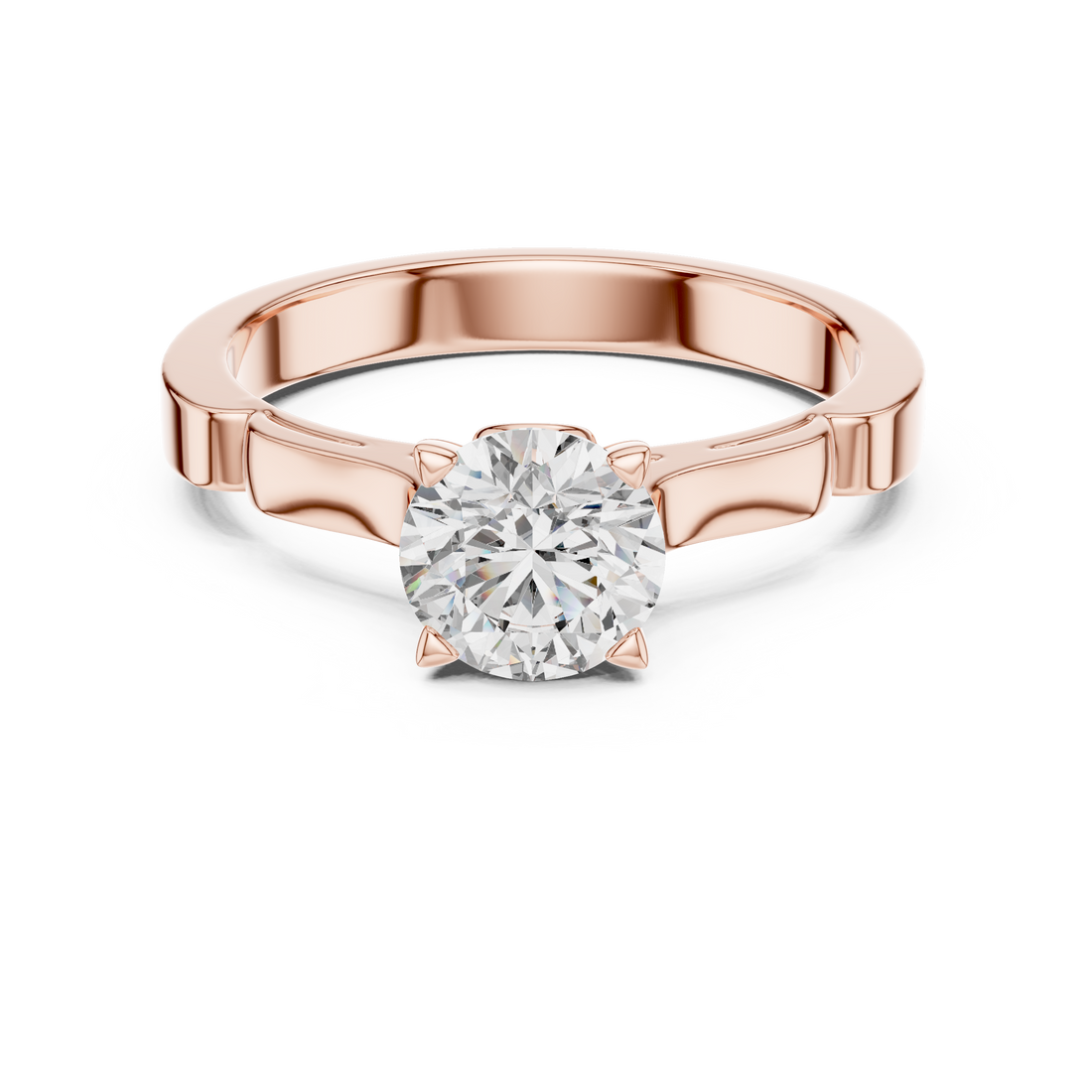 Sculpted Solitaire 1-Ct Round Diamond Ring in 14kt-White Gold