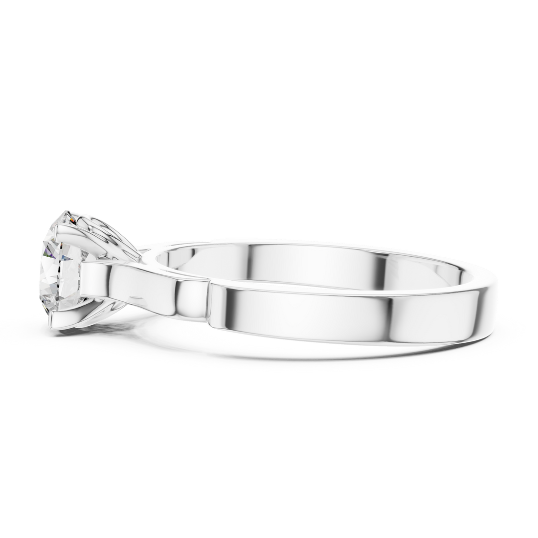 Sculpted Solitaire 1-Ct Round Diamond Ring in 14kt-White Gold