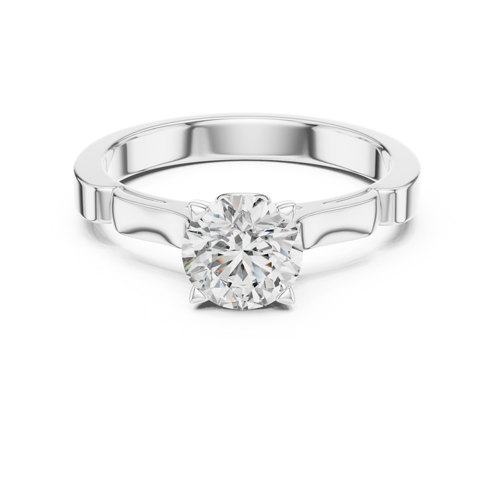 Sculpted Solitaire 1-Ct Round Diamond Ring in 14kt-White Gold