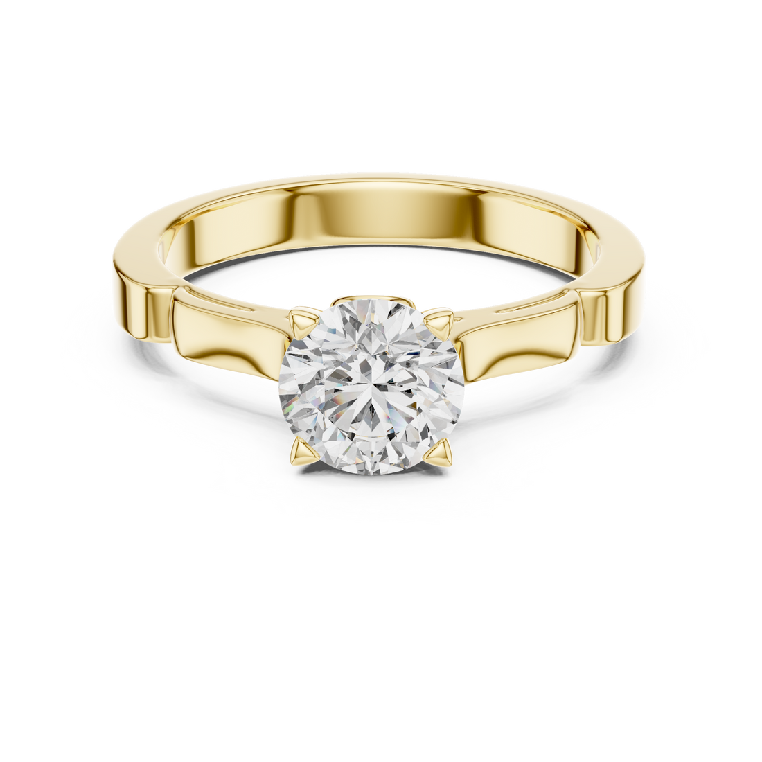 Sculpted Solitaire 1-Ct Round Diamond Ring in 14kt-White Gold