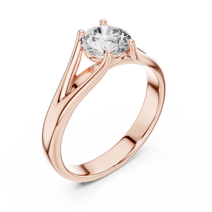 Elegant Split Shank 1-CT Round Diamond Engagement Ring in 14-KT White Gold