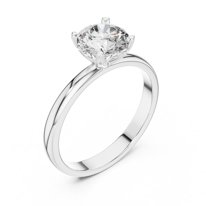 Minimalist White Gold 1-Ct Round Diamond Ring in 14-KT White Gold