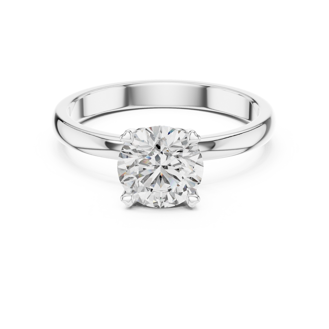 Minimalist White Gold 1-Ct Round Diamond Ring in 14-KT White Gold