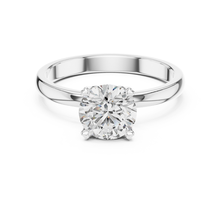 Minimalist White Gold 1-Ct Round Diamond Ring in 14-KT White Gold