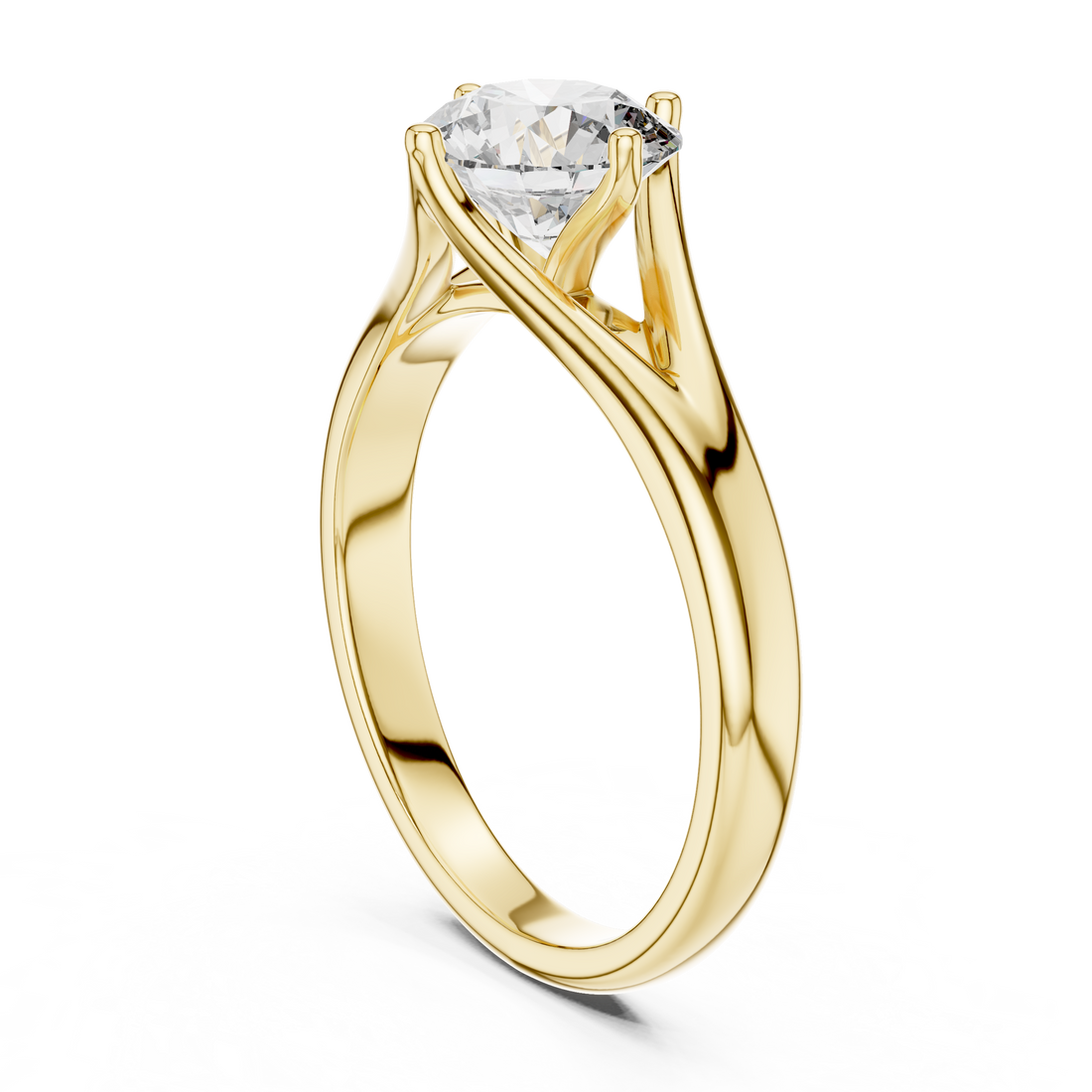 14-Kt White Gold Twisted Shank Solitaire 1-Ct Round Diamond Ring