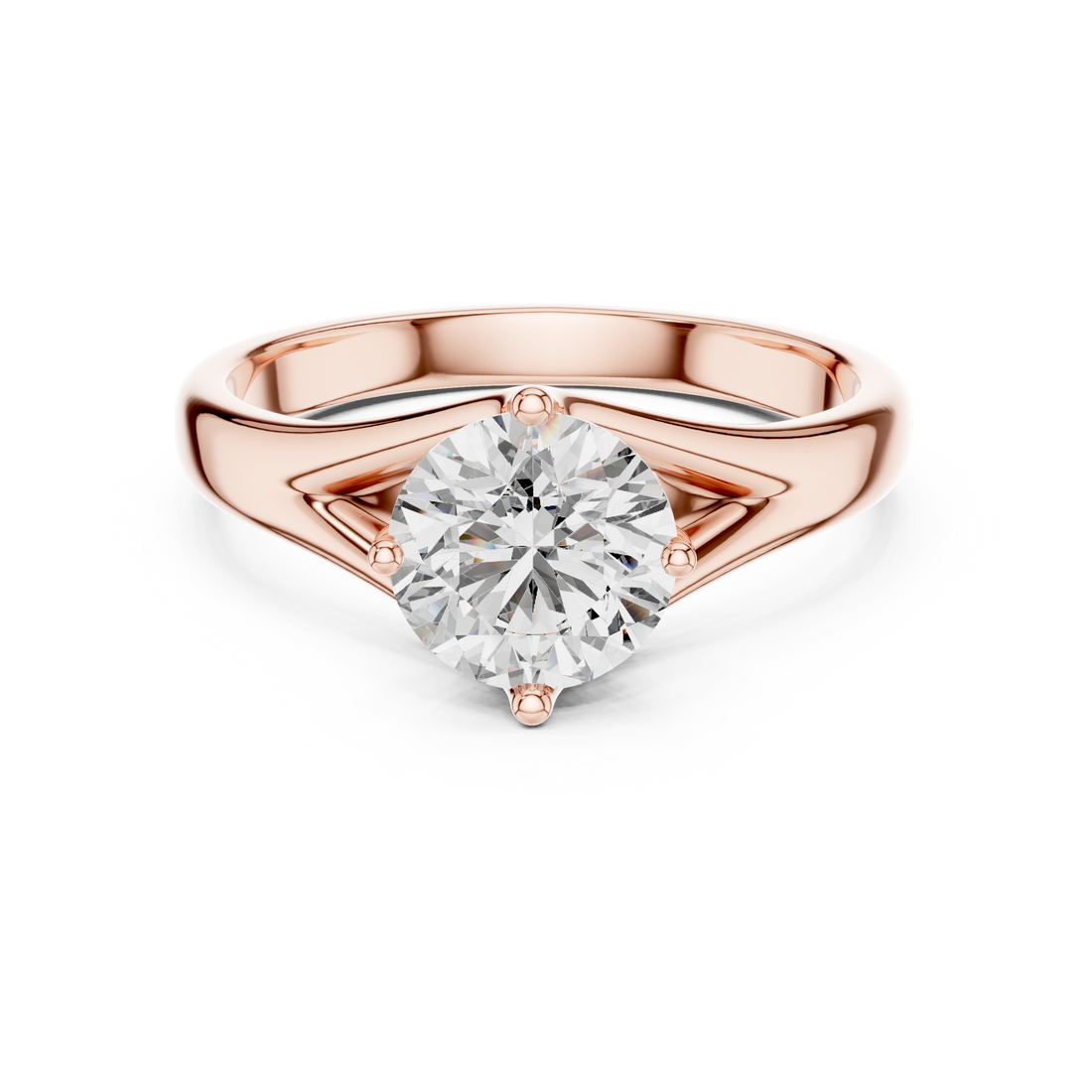 14-Kt White Gold Twisted Shank Solitaire 1-Ct Round Diamond Ring